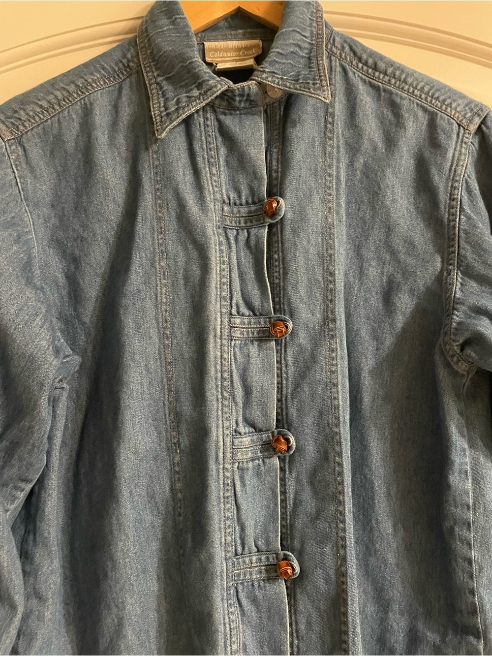 Coldwater Creek Denim Button-Front Lightweight Cotton Shirt Jacket Petite M - Picture 2 of 9